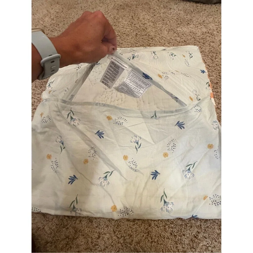new Anthropologie Ellen merchant cotton voile euro pillow sham Floral Parrot